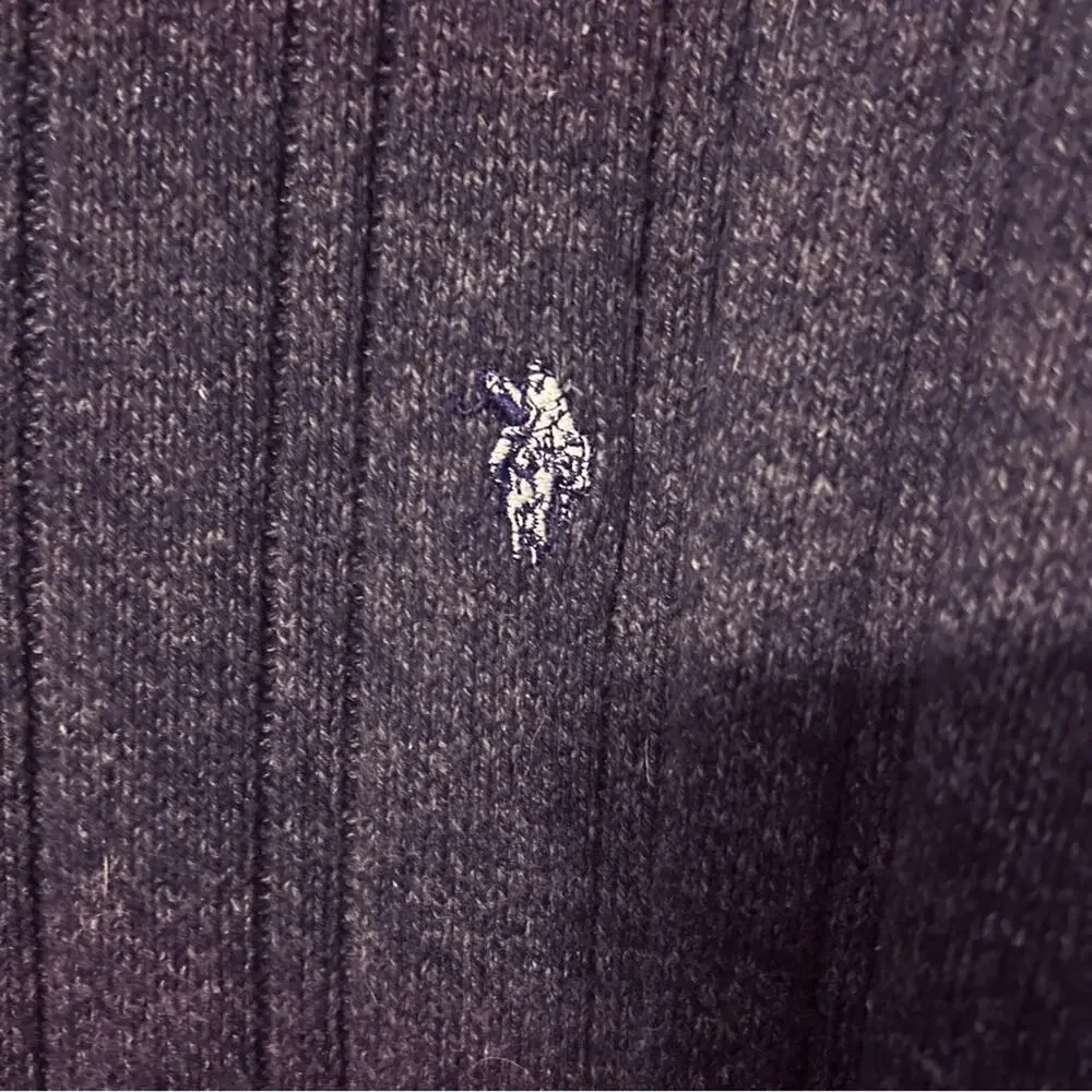 U.S. Polo Men’s Crew Neck Cotton Ribbed Sweater Heather‎ Gray Size Large